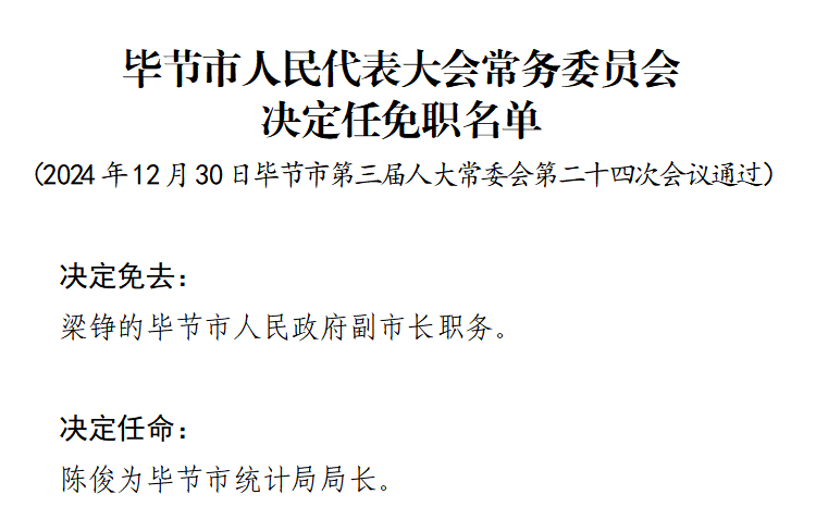 毕节市最新人事任免动态更新